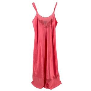 Jones New York Satin Slip Dress Gown Small Midi Fairycore Salmon Peach DD04